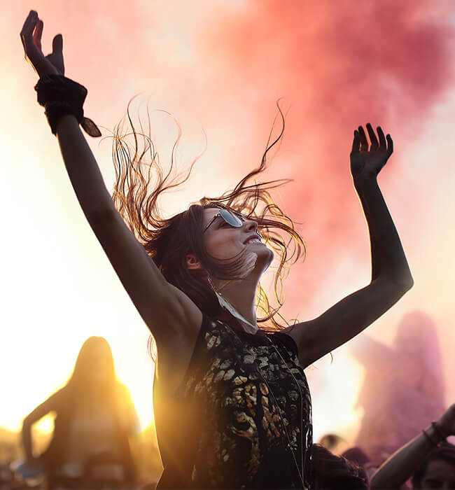 A woman enjoying a concert