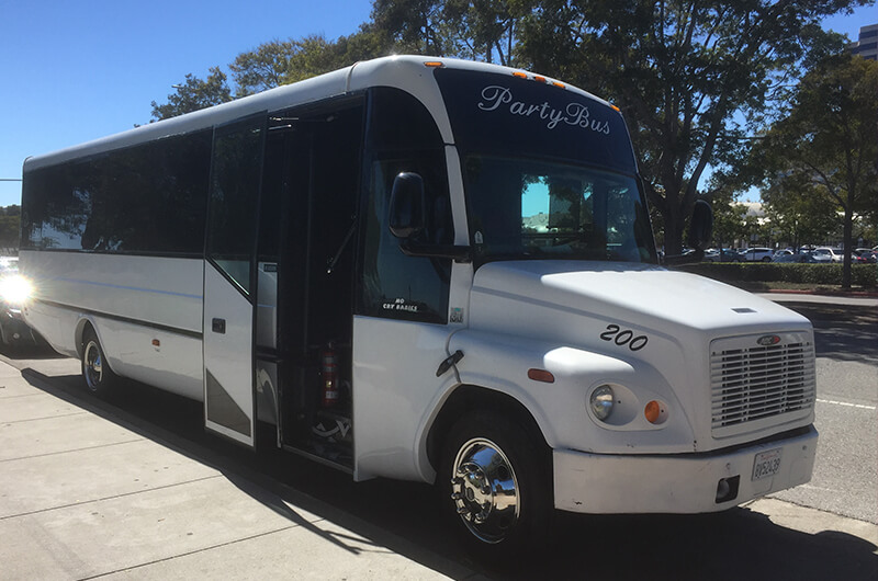 White party bus exterior